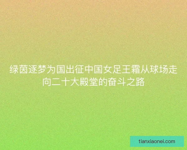绿茵逐梦为国出征中国女足王霜从球场走向二十大殿堂的奋斗之路