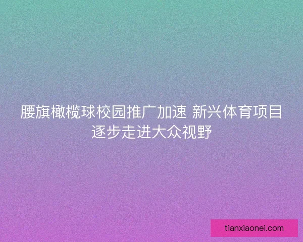 腰旗橄榄球校园推广加速 新兴体育项目逐步走进大众视野