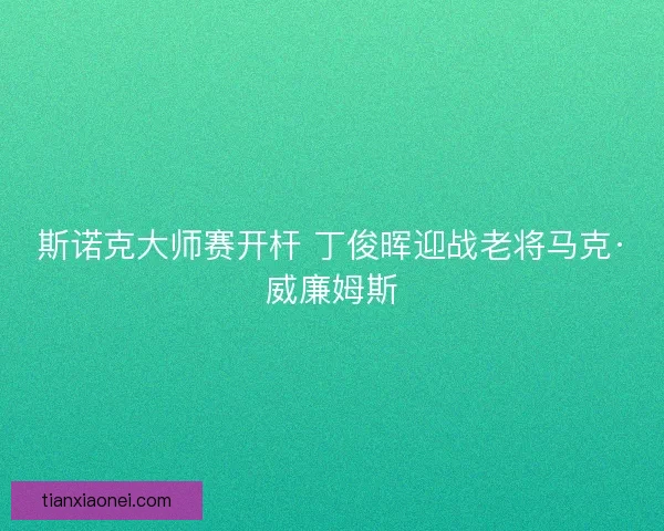 斯诺克大师赛开杆 丁俊晖迎战老将马克·威廉姆斯