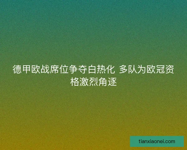 德甲欧战席位争夺白热化 多队为欧冠资格激烈角逐 德甲欧战席位争夺白热化 多队为欧冠资格激烈角逐